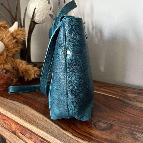 Portland Leather Crossbody Bag in Lagoon Blue - Picture 4 of 9